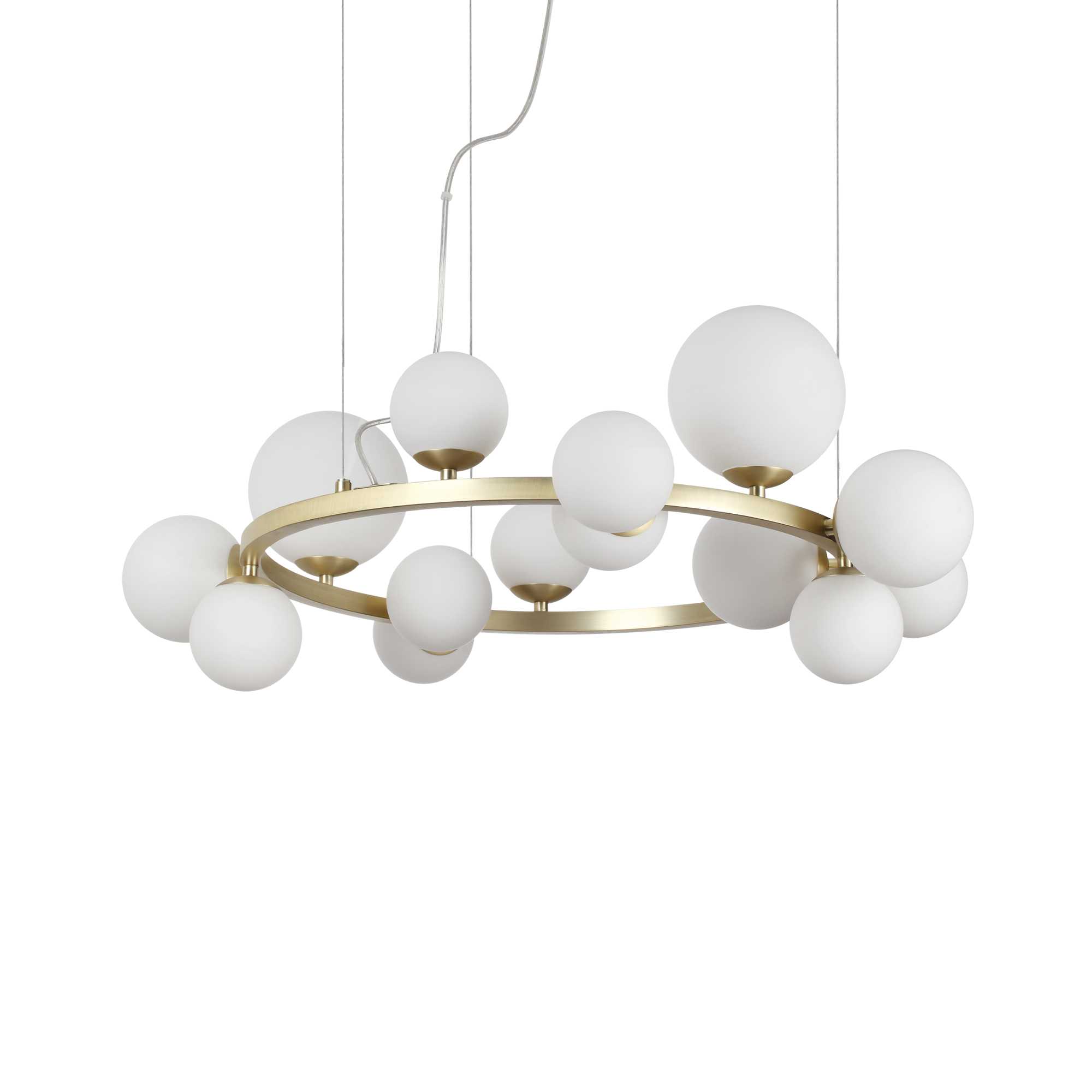 Ideal Lux Pendelleuchte PERLAGE, 14-flammig, Ø85cm mit weißem Pyrexglas 